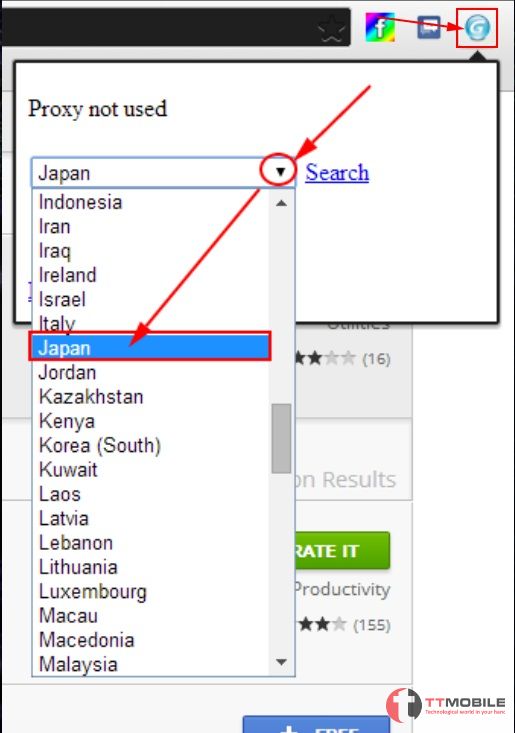 Người dùng chủ động lựa chọn IP quốc gia mình mong muốn để sử dụng thông qua tiện ích Geoproxy
