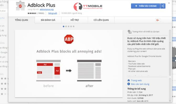 AdBlock Plus - phần mềm chặn quảng cáo trên google chrome