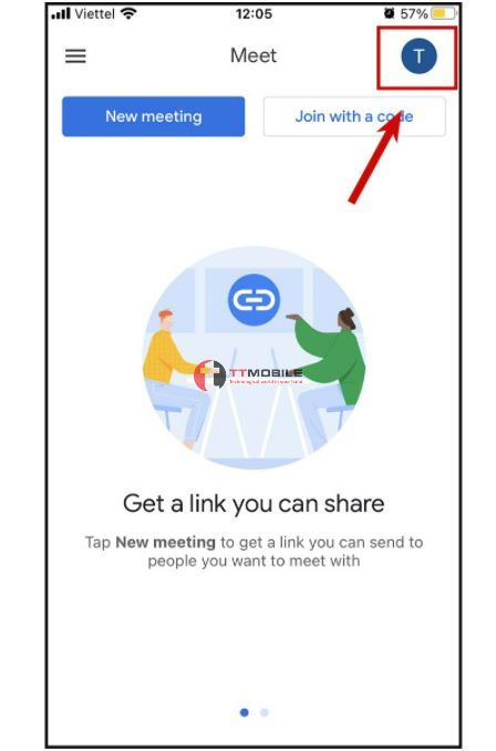 Hướng dẫn Cách đổi tên trên google meet điện thoại chọn biểu tượng ảnh đại diện