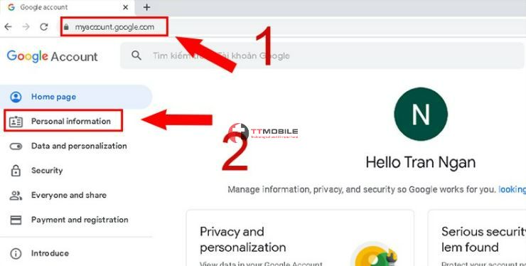 Hướng dẫn Cách đổi tên trên google meet từ link quản lý tài khoản Google 1