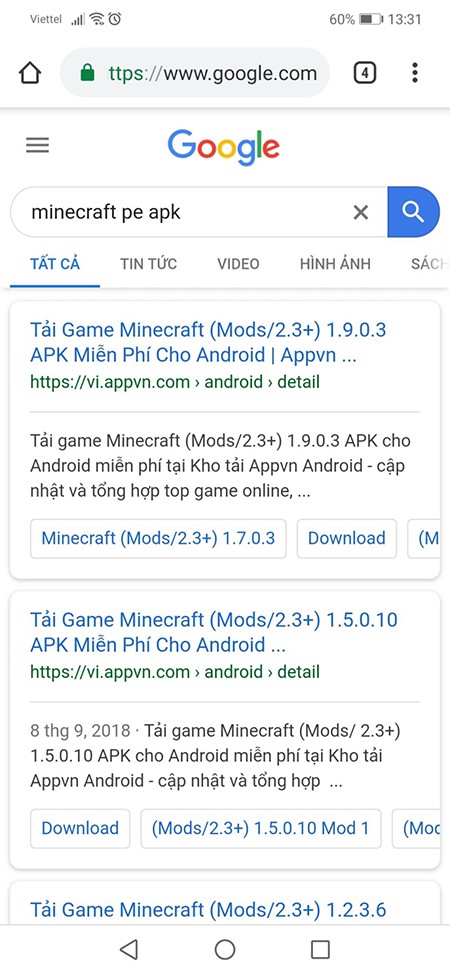Dùng google tìm kiếm link tải game