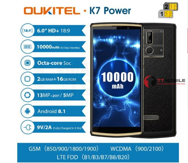 Điện thoại pin xịn 10000mah Oukiel K7 Power
