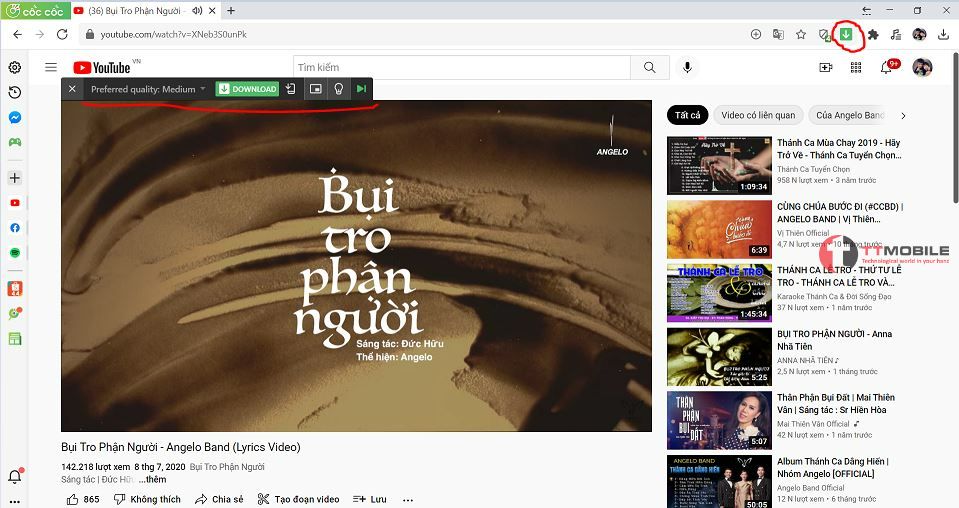 Mở trình duyệt Coccoc lên, vào trang Youtube, chọn bài nhạc mà bạn muốn tải nhạc từ youtube về mp3
