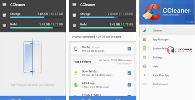 CCleanner - ứng dụng dọn dẹp rác cho điện thoại Android được nhiều người sử dụng