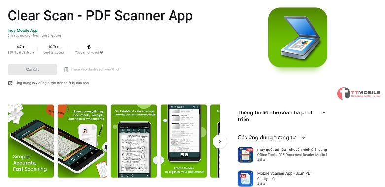 Clear Scan - phần mềm scan trên điện thoại Samsung miễn phí