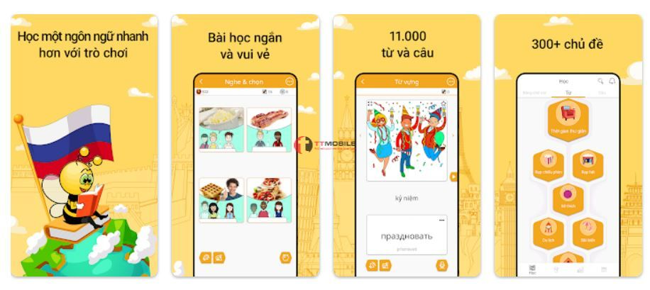Học tiếng Nga - 11.000 từ - app học tiếng nga miễn phí trên điện thoại hay