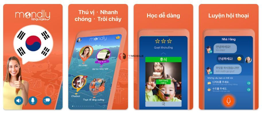 Mondly Học tiếng Hàn - app học tiếng hàn giao tiếp miễn phí hiệu quả cao
