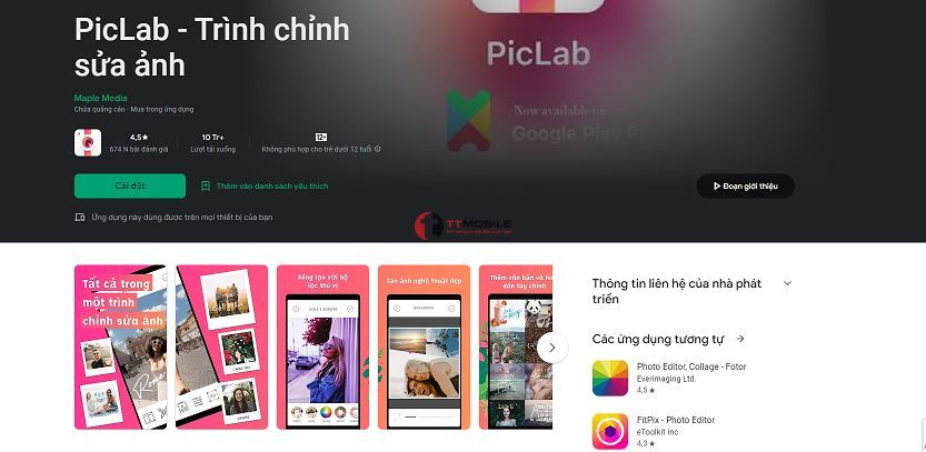 PicLab - app chỉnh sửa ảnh cho android có hơn 10 triệu lượt tải xuống