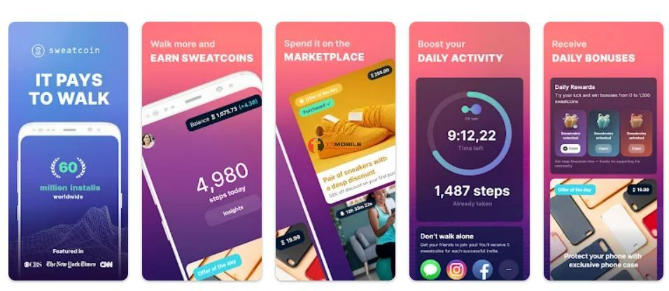 Sweatcoin - app đếm bước chân kiếm tiền miễn phí