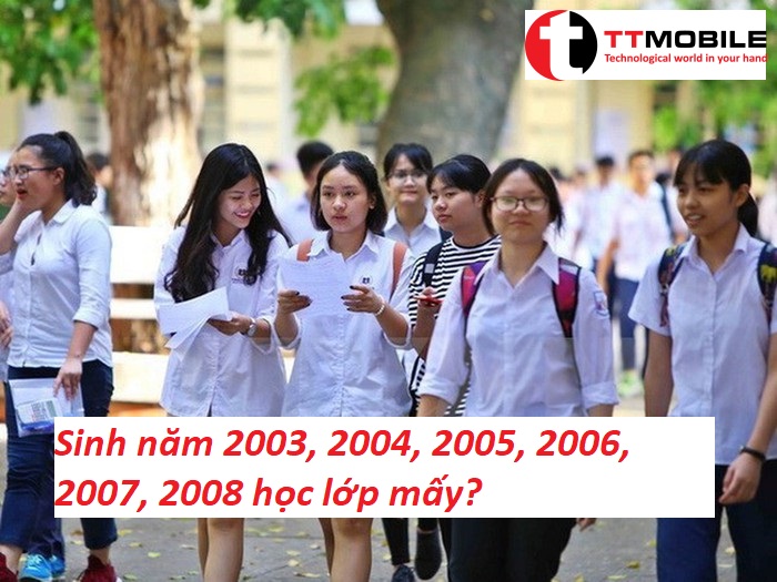 Sinh năm 2003, 2004, 2005, 2006, 2007, 2008 học lớp mấy?